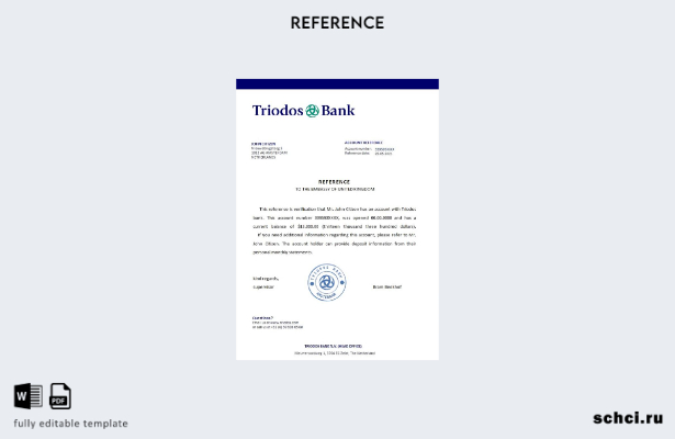 цифровая загрузка шаблона справки о банке Triodos в Нидерландах